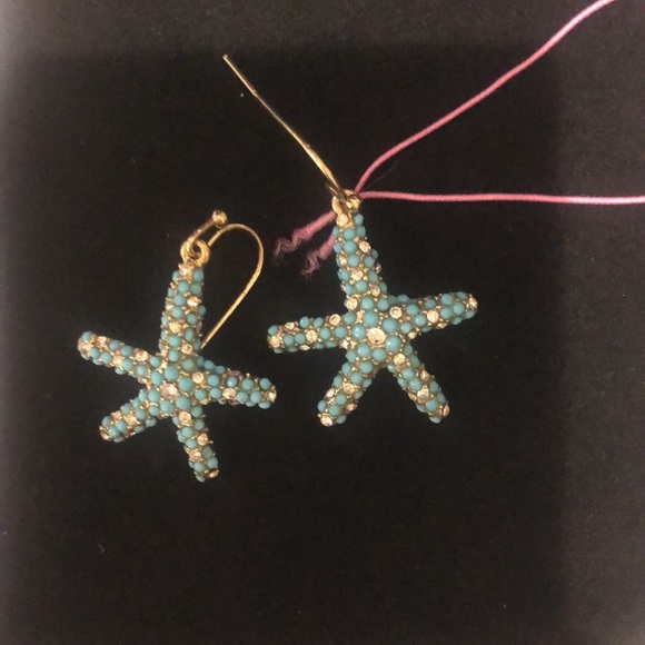 Turquoise & Cubic Zirconia Starfish Earrings-Boutique - Picture 3 of 8